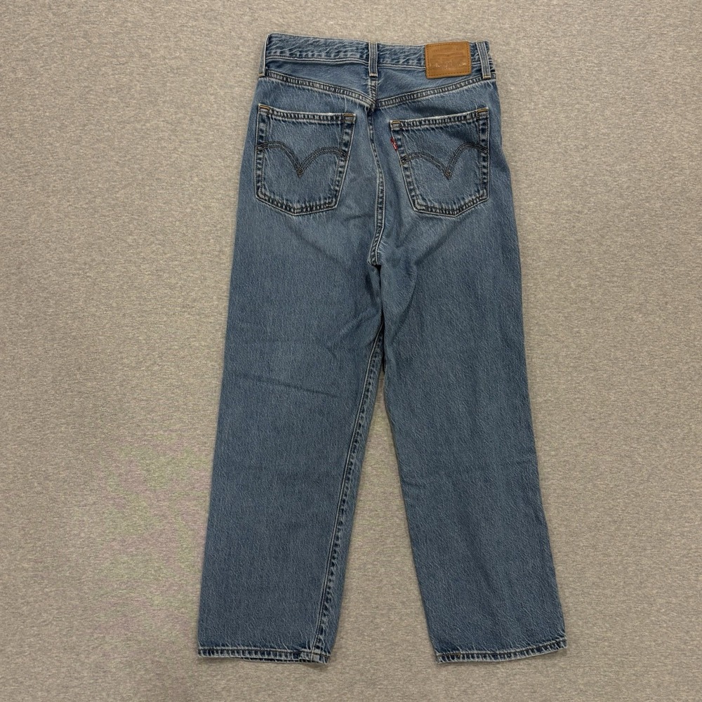 Levi's Premium Ribcage Straight Jeans Womens Size 27x25.5 Blue Medium Wash Denim - Picture 4 of 12